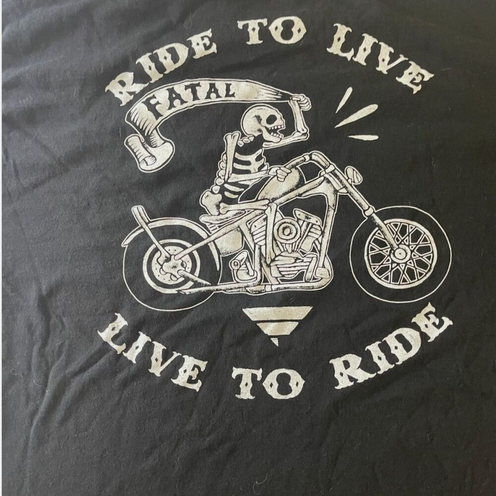 Live to Ride T-Shirt Biker FATAL Ride to Live Harley Mens Tee Vintage Shirt XL